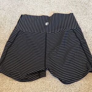 NWOT Born Primitive Black and White Striped Athletic Shorts